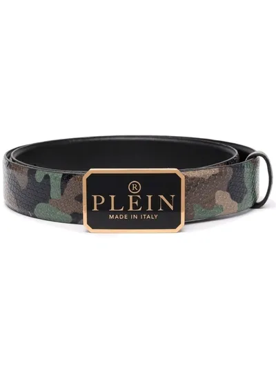 Philipp Plein Snakeskin-effect Leather Belt In Schwarz