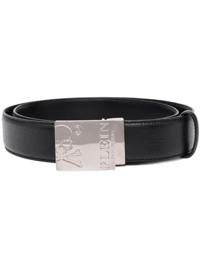 Philipp Plein Engraved-logo Buckle Belt In Schwarz