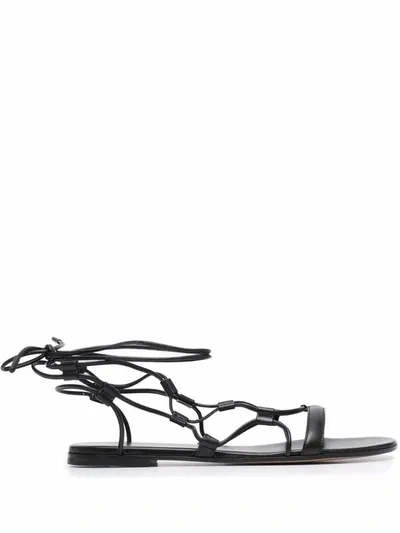 Gianvito Rossi Giza Lace-up Leather Sandals In Black