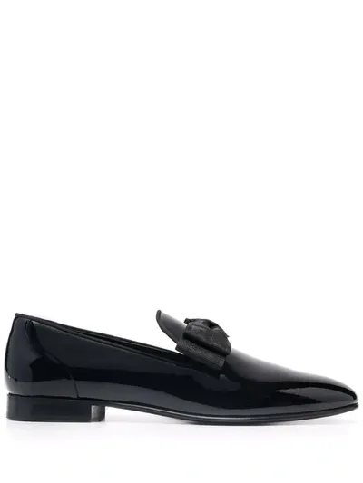 Versace Bow Detail Slippers In Black