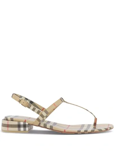 Burberry Vintage Check Thong-strap Sandals In Archive Beige