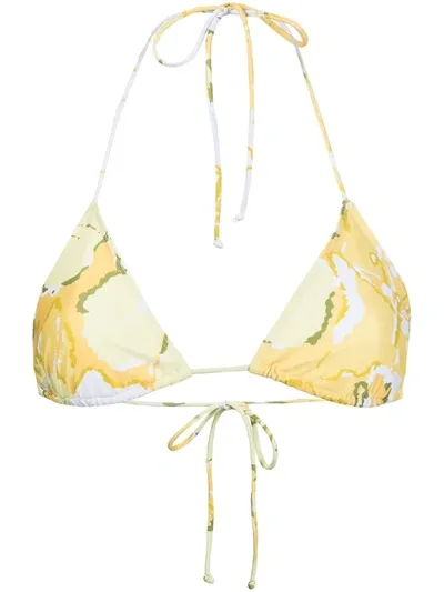 Faithfull The Brand Sundar Floral-print Bikini Top In Gelb