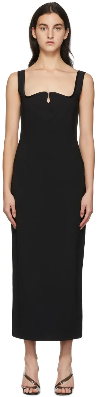 Paris Georgia Diamond Dart-detail Midi Dress In Black