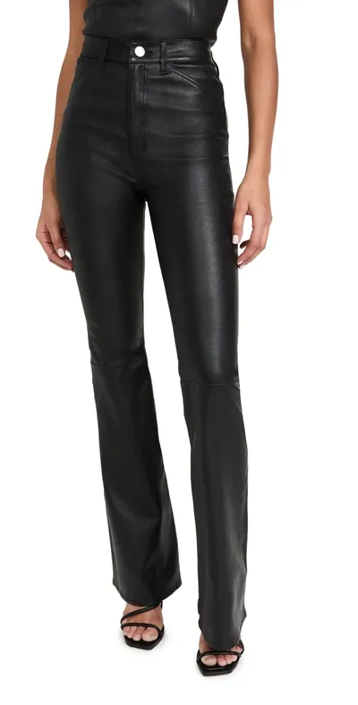 Sprwmn Embossed 5 Pocket Crop Flare Pant In Black