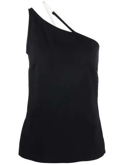 Givenchy Contrast Asymmetric Strap Top In Black