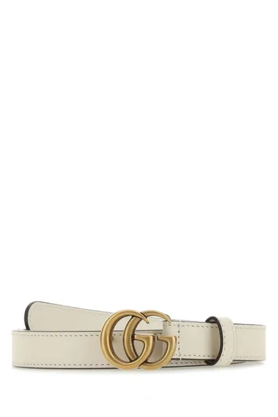 Gucci Gg Leather Belt In White