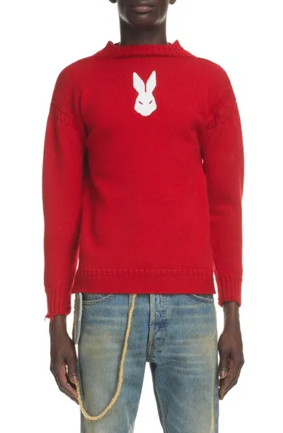 Maison Margiela Bunny-print Knitted Jumper In <p>