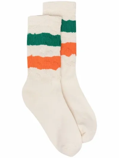 Golden Goose Striped Ribbed-knit Socks In White