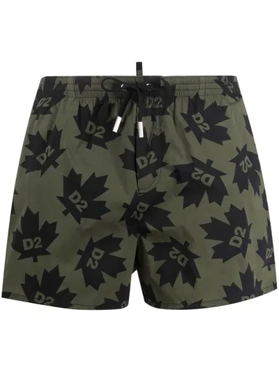 Dsquared2 Logo-print Swim Trunks In Green