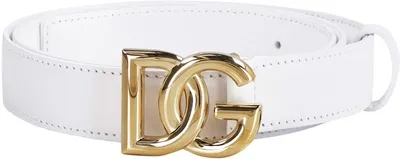 Dolce & Gabbana Dg Logo Buckle Belt In White