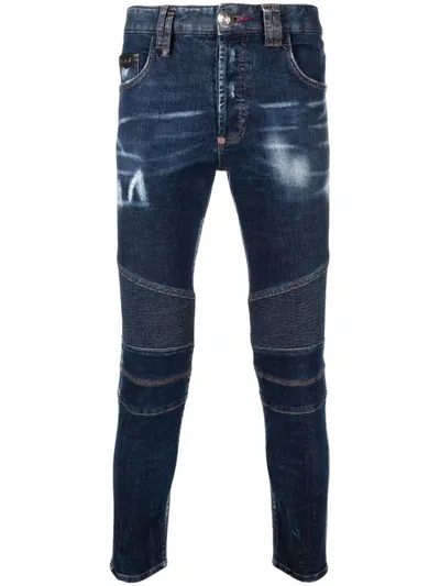 Philipp Plein Panelled Skinny Jeans In Blue