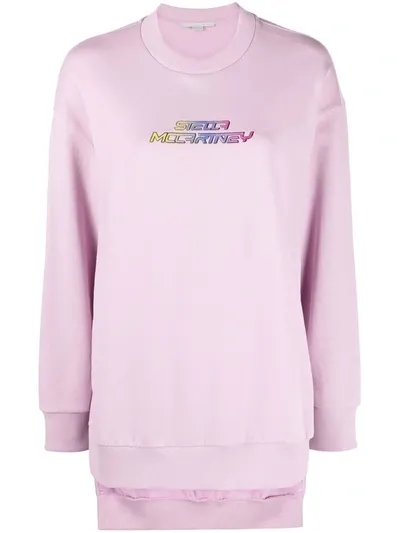 Stella Mccartney Logo-print Side Slit Sweatshirt In Pink