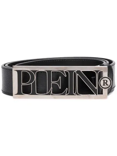 Philipp Plein Logo-plaque Leather Belt In Black