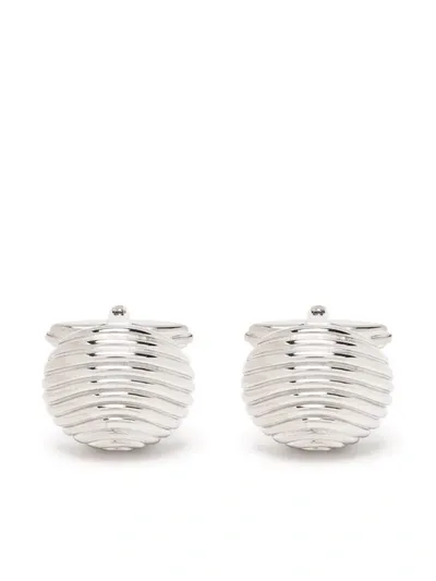 Lanvin Round Ridged Cufflinks In Silber