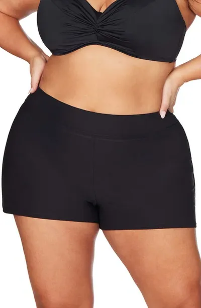 Artesands Hues High Waist Swim Shorts In Black