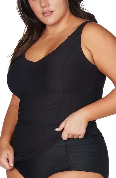 Artesands Hues Raphael E- & F-cup Underwire Tankini Top In Black