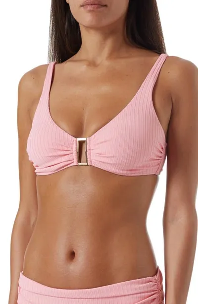 Melissa Odabash Bel Air Embellished Ruched Underwired Bikini Top In Blush