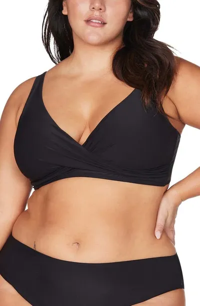 Artesands Hues Delacroix Cross Front D-cup & Up Bikini Top In Black