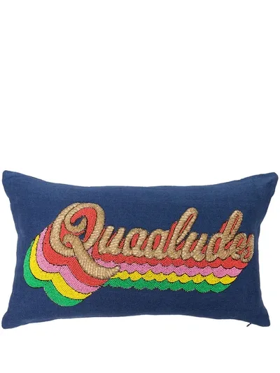 Jonathan Adler Blue Quaaludes Beaded Rectangular Cushion