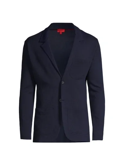 Isaia Men's Wool-blend Sweater Jacket In Navy