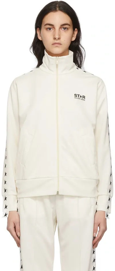 Golden Goose Off-white Denise Star Zip-up Sweatshirt In Cream