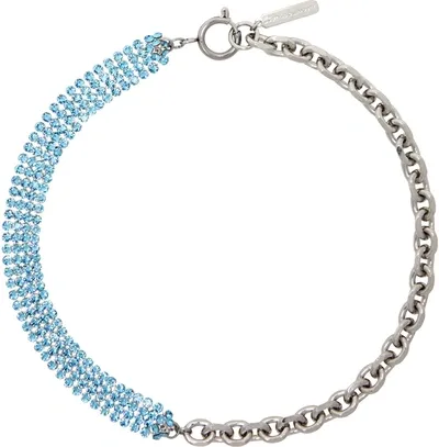 Justine Clenquet Ssense Exclusive Silver & Blue Shanon Choker In Silver/blue