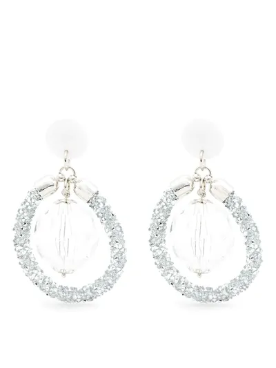 Amir Slama Glittered Drop Earrings In Silver