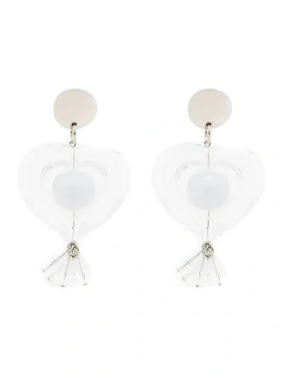 Amir Slama Heart-motif Drop Earrings In Silver