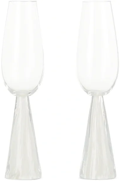 Stories Of Italy Transparent & Off-white Tempo Flutes Set In Ivory