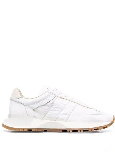 Maison Margiela Evolution Nylon Sneakers With Leather Profiles In White