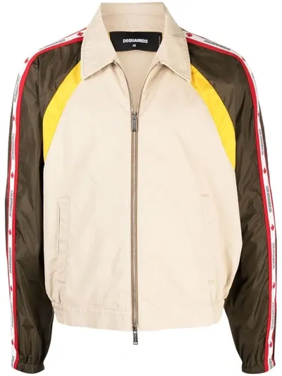 Dsquared2 Field Jacket With Logo Band In Beige