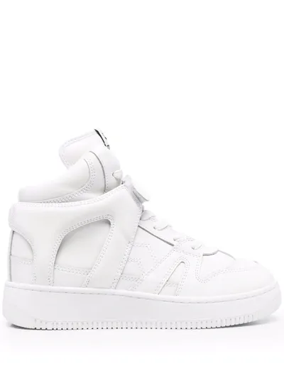 Isabel Marant Brooklee Leather High-top Sneakers In White