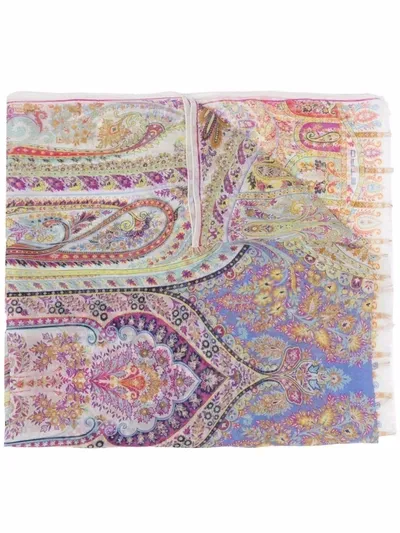 Etro Paisley Silk Scarf In Green