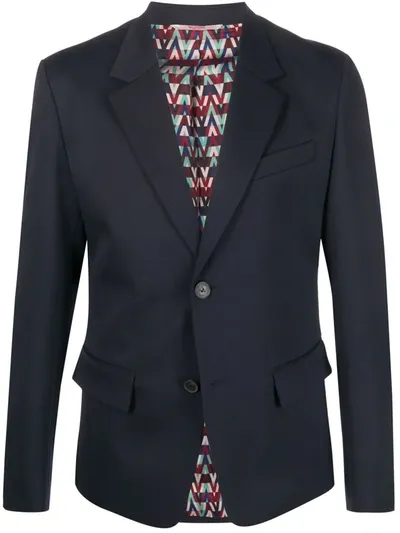 Valentino Wool-blend Blazer In Blue