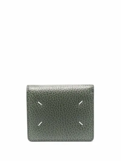 Maison Margiela Four-stitch Logo Wallet Purse In Green