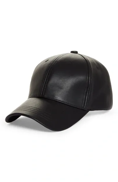 Stand Studio Cia Faux Leather Baseball Cap In Black