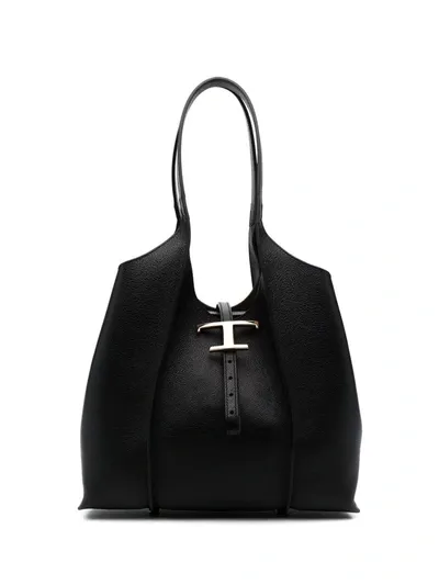 Tod's Timeless Leather Shopping Bag In Schwarz