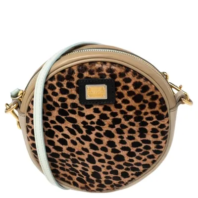 Pre-owned Dolce & Gabbana Multicolor/leopard Print Calf Hair And Leather Shoulder Bag