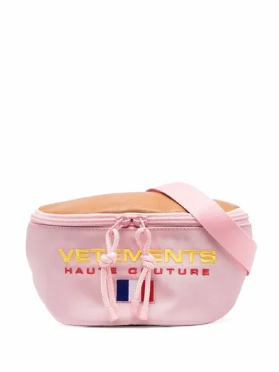 Vetements Logo-embroidered Belt Bag In Pink