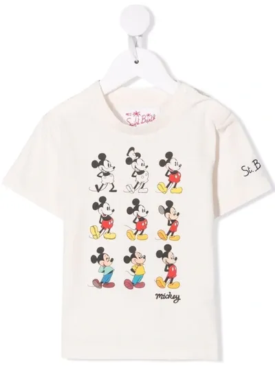 Mc2 Saint Barth Kids' Mickey Mouse-print T-shirt In Neutrals