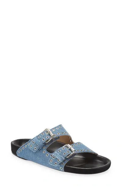 Isabel Marant Lennyo Denim Dual-buckle Sandals In Blue