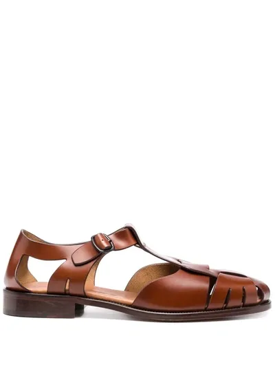 Hereu Low-heel Buckled Sandals In Brown