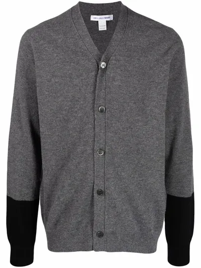 Comme Des Garçons Shirt Fine-knit Button-up Cardigan In Grey