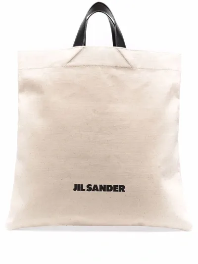 Jil Sander Logo-print Tote Bag In Nude