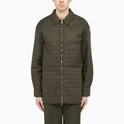 Valentino V Optical Quilted Nylon Shirt Jacket In Green