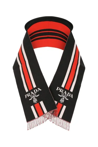 Prada Embroidered Wool Scarf  Nd  Donna Tu In Multicolor