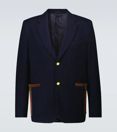 Gucci Single-breasted Cotton Blazer In Caspian/mix