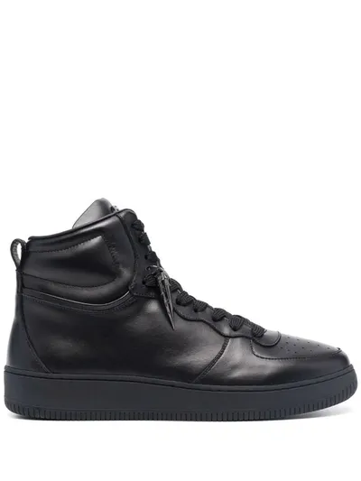 Roberto Cavalli Leather High-top Sneakers In Black