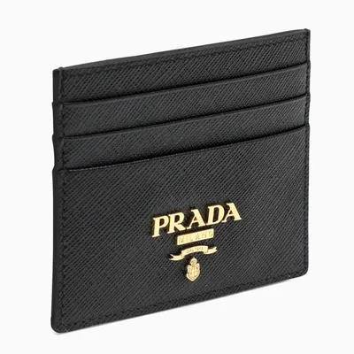 Prada Black Saffiano Leather Credit Card Holder