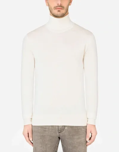 Dolce & Gabbana Cashmere And Silk Turtle-neck Sweater In White